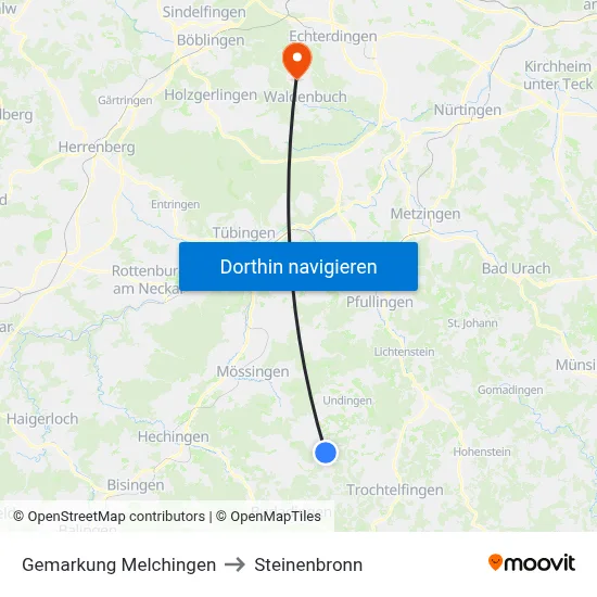 Gemarkung Melchingen to Steinenbronn map