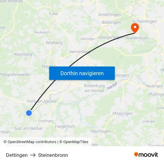 Dettingen to Steinenbronn map