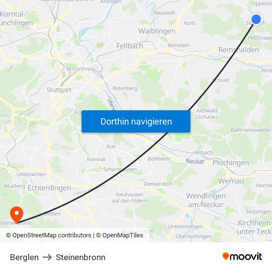 Berglen to Steinenbronn map