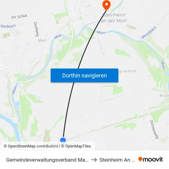 Gemeindeverwaltungsverband Marbach am Neckar to Steinheim An Der Murr map