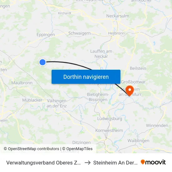Verwaltungsverband Oberes Zabergäu to Steinheim An Der Murr map