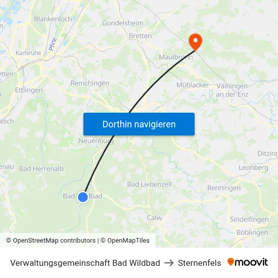 Verwaltungsgemeinschaft Bad Wildbad to Sternenfels map
