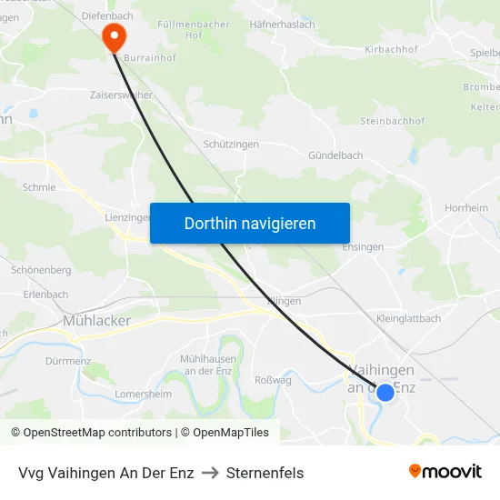 Vvg Vaihingen An Der Enz to Sternenfels map
