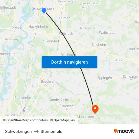 Schwetzingen to Sternenfels map