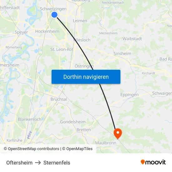 Oftersheim to Sternenfels map