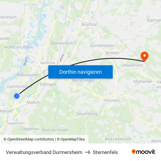 Verwaltungsverband Durmersheim to Sternenfels map