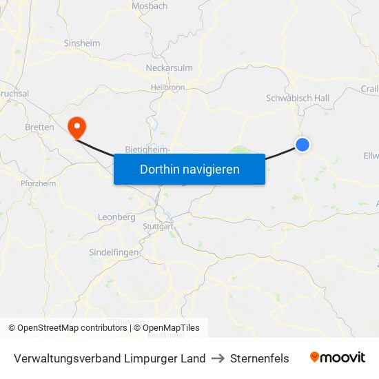 Verwaltungsverband Limpurger Land to Sternenfels map