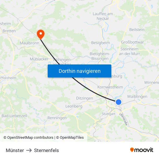 Münster to Sternenfels map