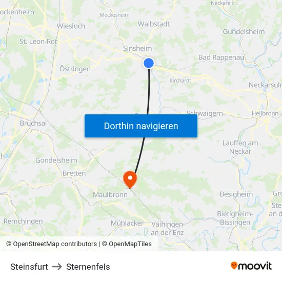 Steinsfurt to Sternenfels map