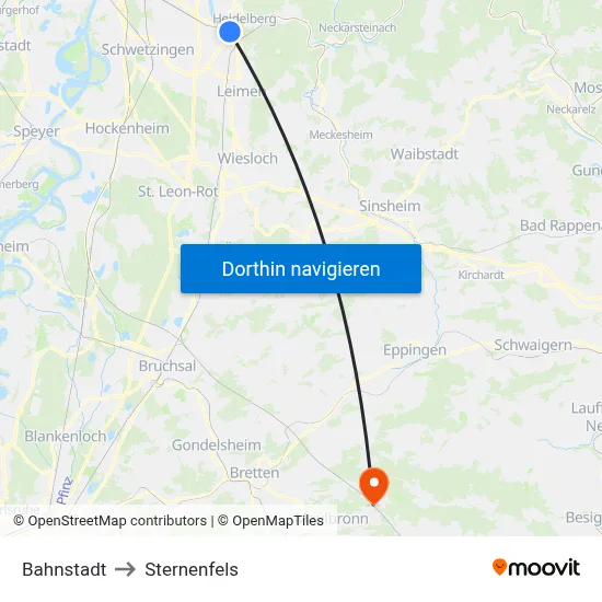 Bahnstadt to Sternenfels map