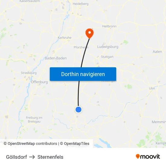 Göllsdorf to Sternenfels map