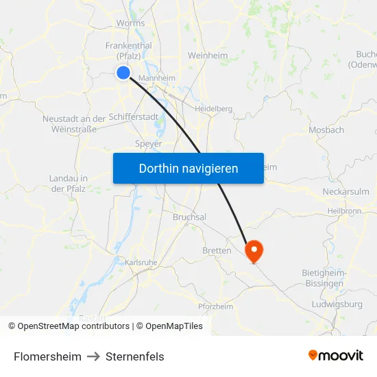 Flomersheim to Sternenfels map