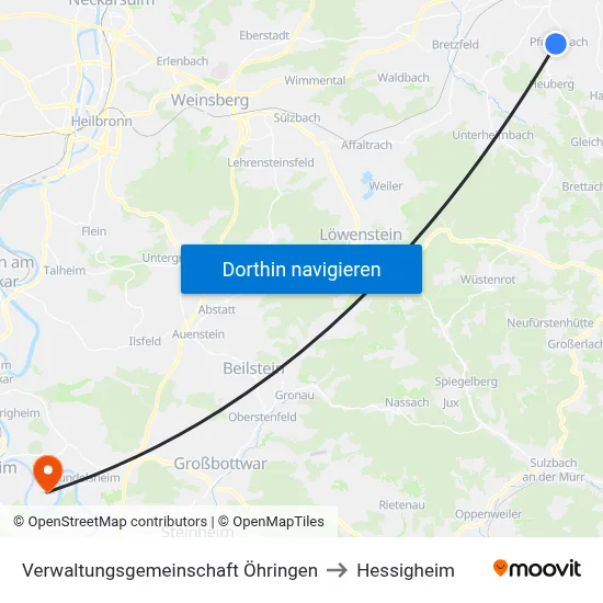 Verwaltungsgemeinschaft Öhringen to Hessigheim map