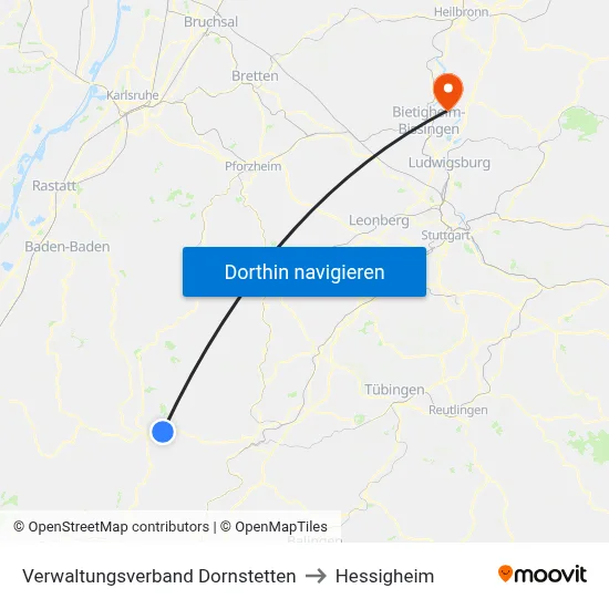 Verwaltungsverband Dornstetten to Hessigheim map