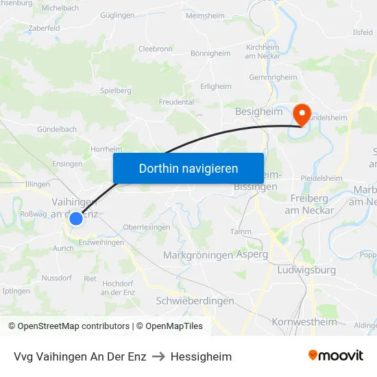 Vvg Vaihingen An Der Enz to Hessigheim map
