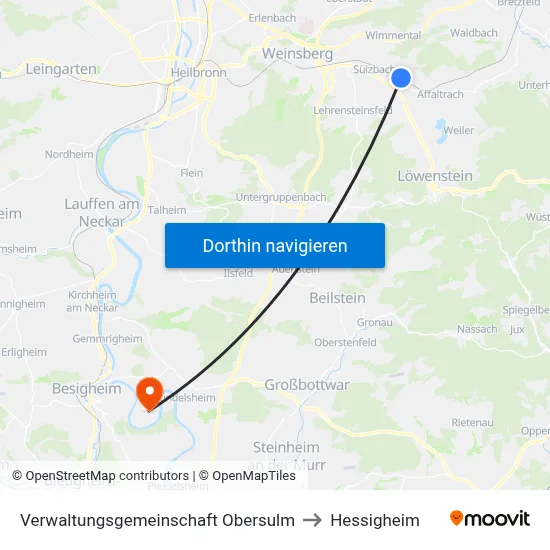 Verwaltungsgemeinschaft Obersulm to Hessigheim map