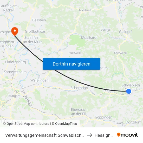 Verwaltungsgemeinschaft Schwäbisch Gmünd to Hessigheim map