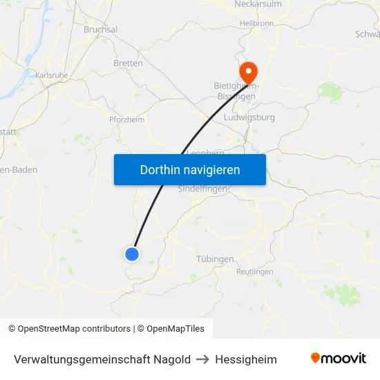 Verwaltungsgemeinschaft Nagold to Hessigheim map
