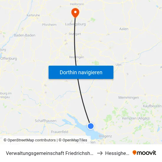 Verwaltungsgemeinschaft Friedrichshafen to Hessigheim map