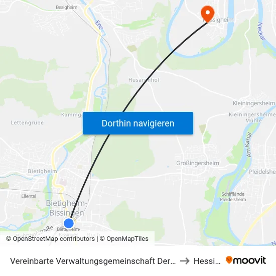 Vereinbarte Verwaltungsgemeinschaft Der Stadt Bietigheim-Bissingen to Hessigheim map