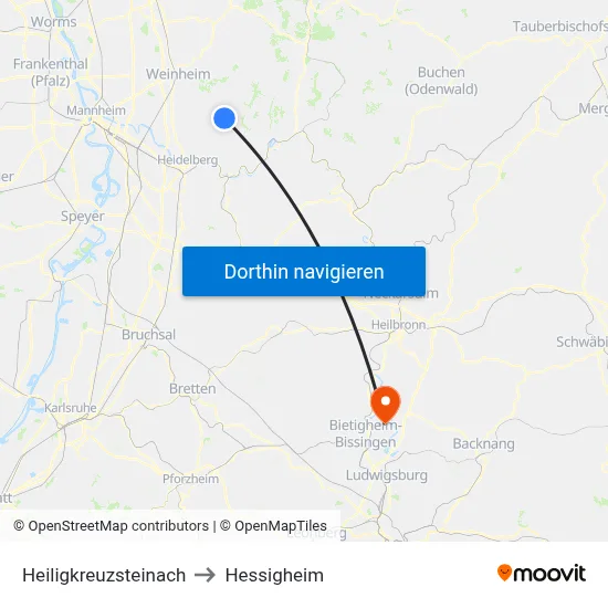 Heiligkreuzsteinach to Hessigheim map