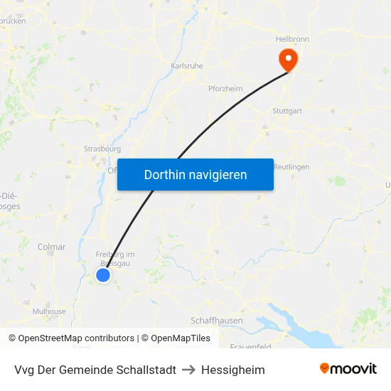 Vvg Der Gemeinde Schallstadt to Hessigheim map