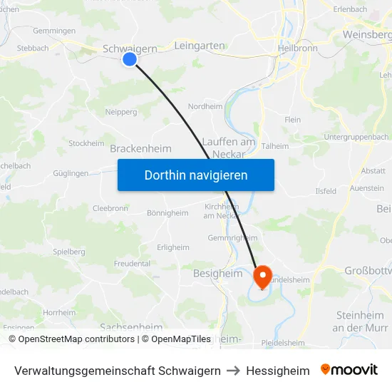 Verwaltungsgemeinschaft Schwaigern to Hessigheim map