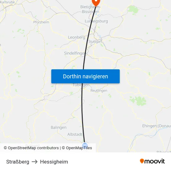 Straßberg to Hessigheim map