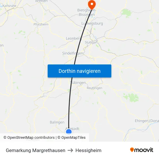 Gemarkung Margrethausen to Hessigheim map