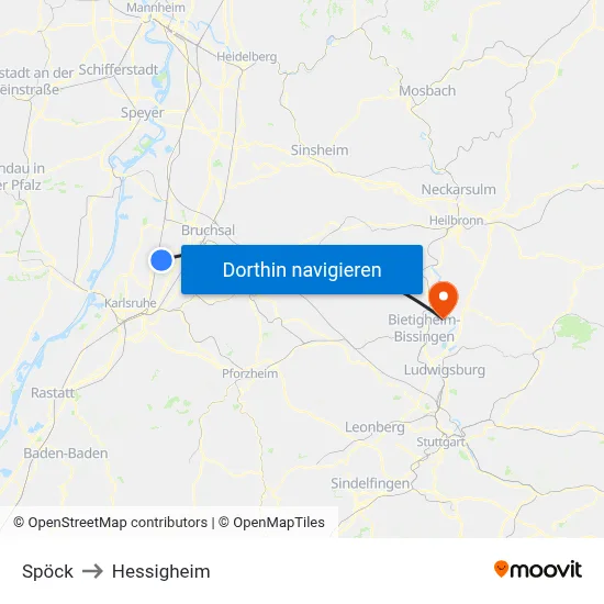 Spöck to Hessigheim map