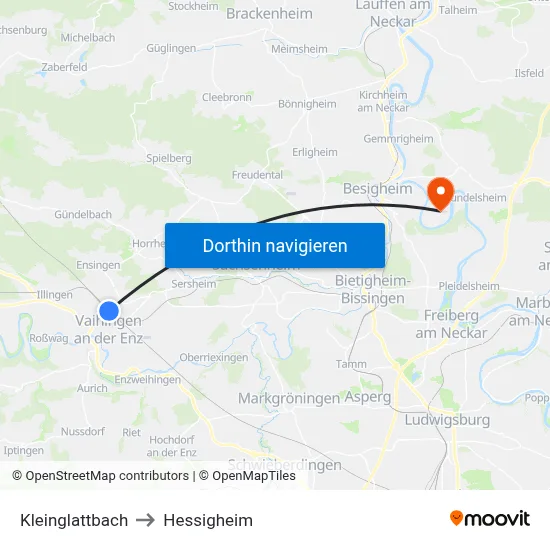 Kleinglattbach to Hessigheim map