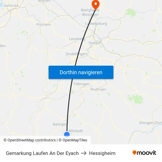 Gemarkung Laufen An Der Eyach to Hessigheim map