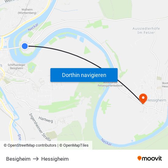 Besigheim to Hessigheim map