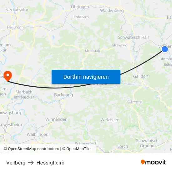 Vellberg to Hessigheim map