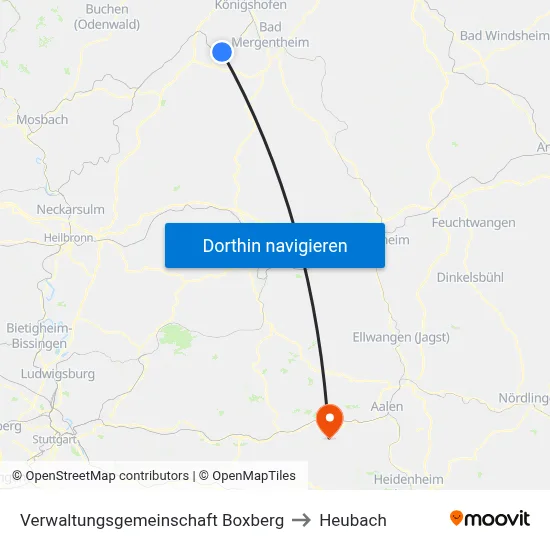 Verwaltungsgemeinschaft Boxberg to Heubach map