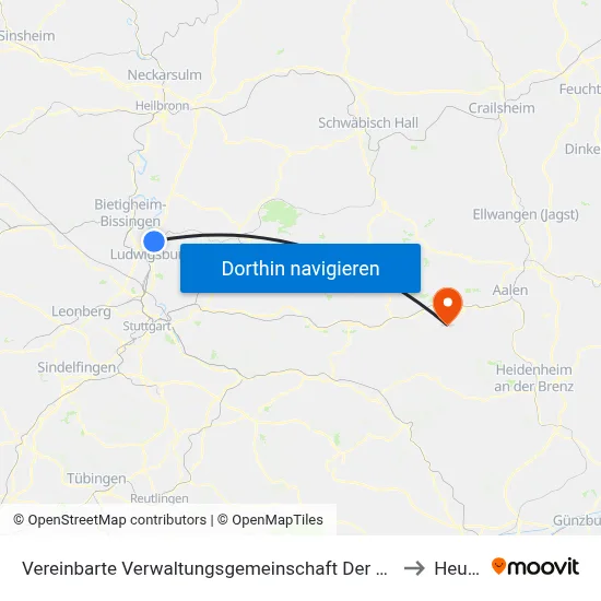 Vereinbarte Verwaltungsgemeinschaft Der Stadt Freiberg am Neckar to Heubach map
