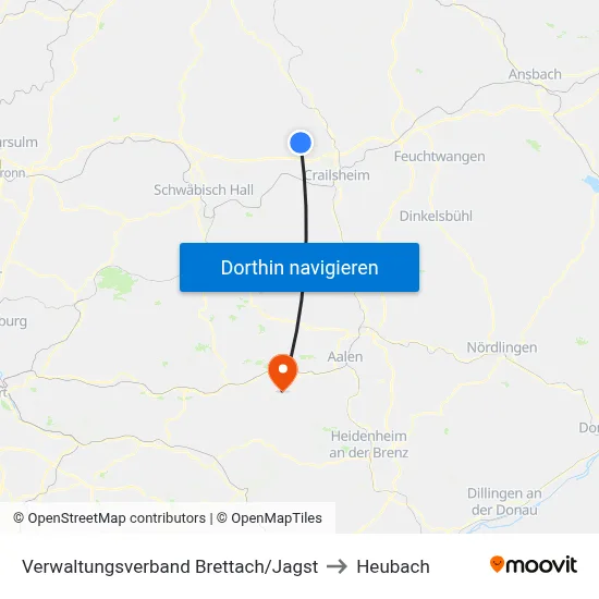 Verwaltungsverband Brettach/Jagst to Heubach map