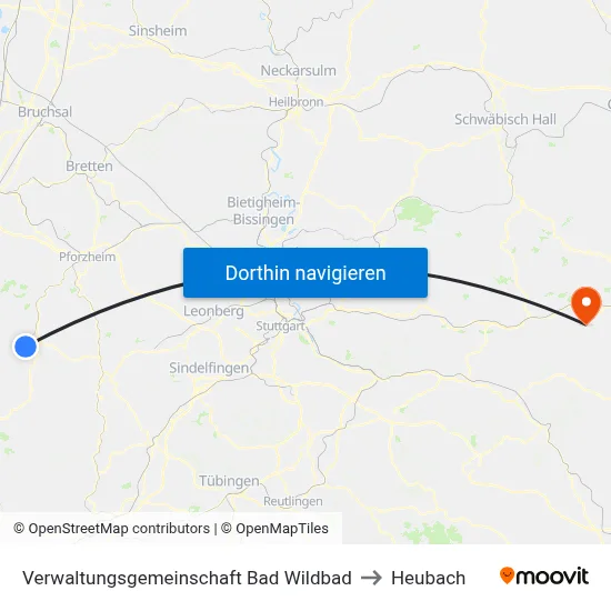 Verwaltungsgemeinschaft Bad Wildbad to Heubach map