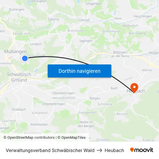 Verwaltungsverband Schwäbischer Wald to Heubach map