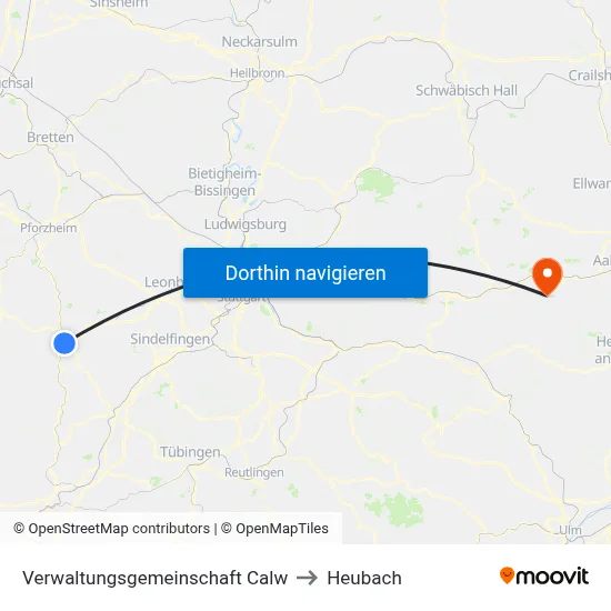 Verwaltungsgemeinschaft Calw to Heubach map