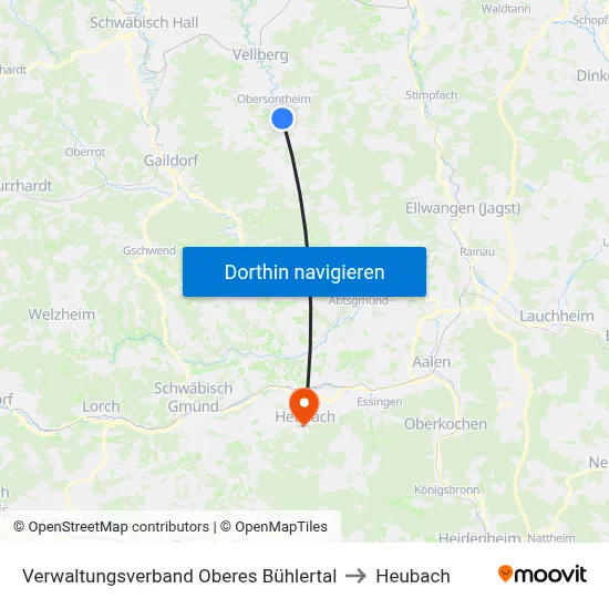 Verwaltungsverband Oberes Bühlertal to Heubach map