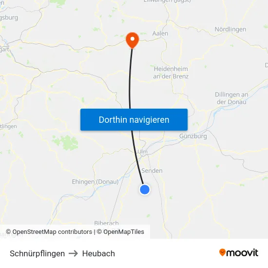Schnürpflingen to Heubach map