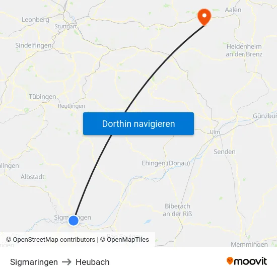 Sigmaringen to Heubach map