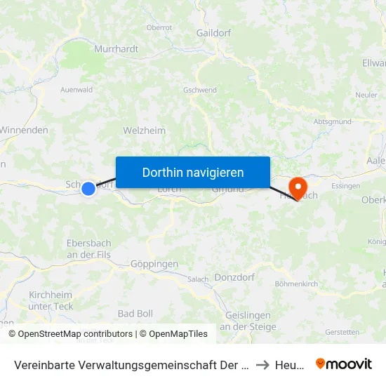 Vereinbarte Verwaltungsgemeinschaft Der Stadt Schorndorf to Heubach map