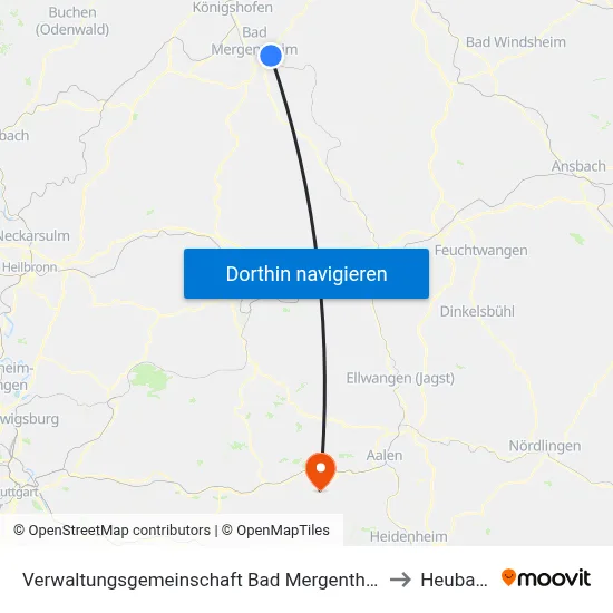 Verwaltungsgemeinschaft Bad Mergentheim to Heubach map