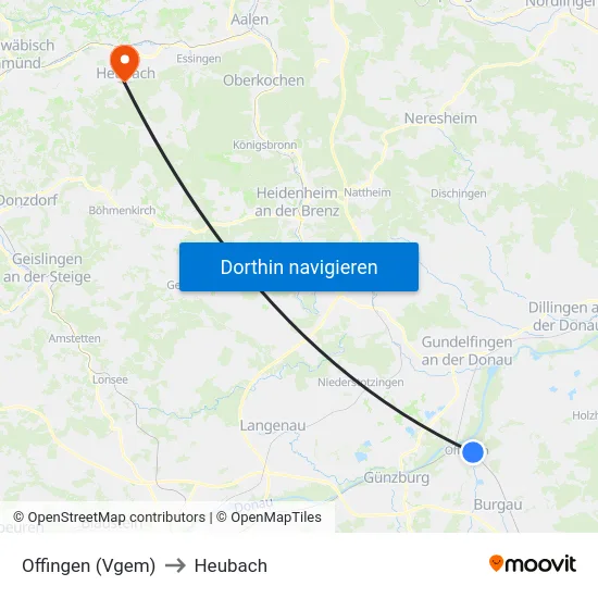 Offingen (Vgem) to Heubach map