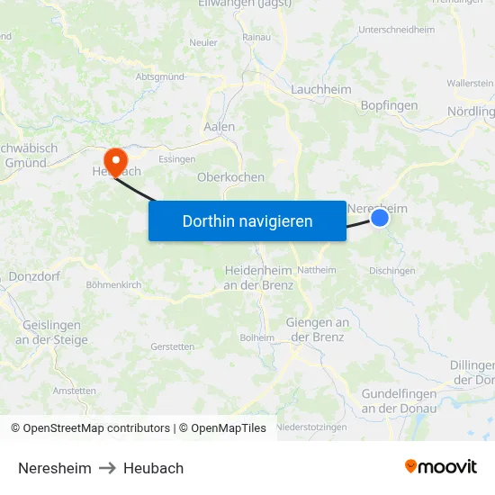Neresheim to Heubach map