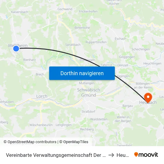 Vereinbarte Verwaltungsgemeinschaft Der Stadt Welzheim to Heubach map