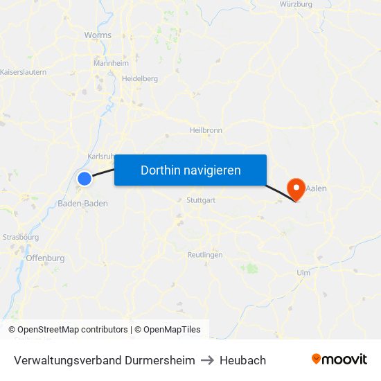 Verwaltungsverband Durmersheim to Heubach map