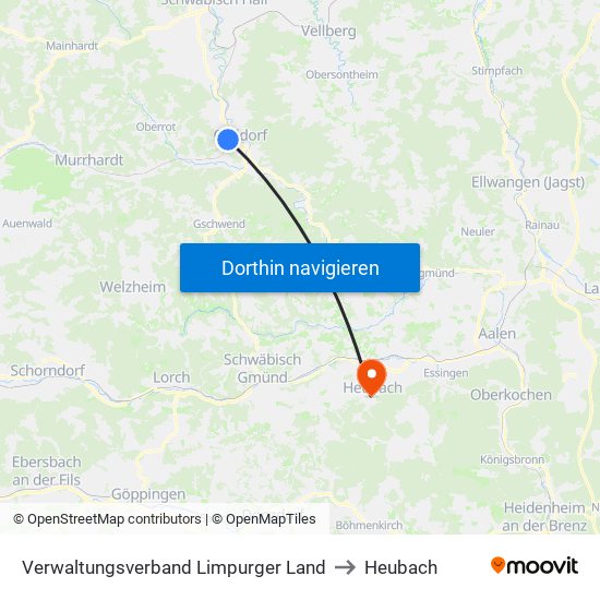 Verwaltungsverband Limpurger Land to Heubach map
